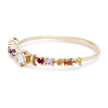 Load image into Gallery viewer, Rainbow Stardust Ring - 14k Yellow Gold, White Diamond, Rainbow Stones