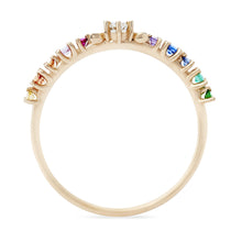 Load image into Gallery viewer, Rainbow Stardust Ring - 14k Yellow Gold, White Diamond, Rainbow Stones