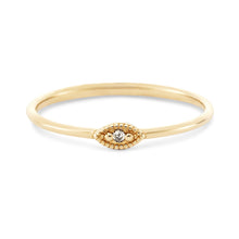 Load image into Gallery viewer, Ayla Evil Eye Ring - 14k Yellow Gold, Grey Diamond