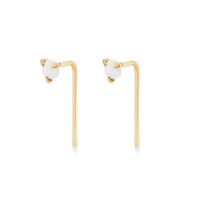 Load image into Gallery viewer, Opal Inkling Long L Shaped Post Earring - 14k Yellow Gold, Opal