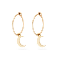 Load image into Gallery viewer, Everyday Little Crescent Moon Sway Hoop - 14k Rose Gold