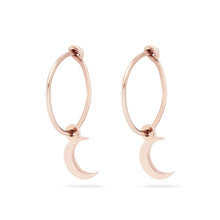 Load image into Gallery viewer, Everyday Little Crescent Moon Sway Hoop - 14k Rose Gold