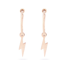 Load image into Gallery viewer, Everyday Little Lightning Bolt Sway Hoop - 14k Rose Gold