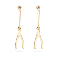Load image into Gallery viewer, Everyday Wishbone Sway Hoop - 14k Rose Gold