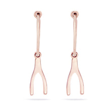 Load image into Gallery viewer, Everyday Wishbone Sway Hoop - 14k Rose Gold