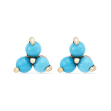 Load image into Gallery viewer, Turquoise Tripod Earring - 14k Yellow Gold, Turquoise