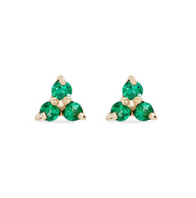 Load image into Gallery viewer, Tripod Emerald Earring - 14k Yellow Gold, Emerald