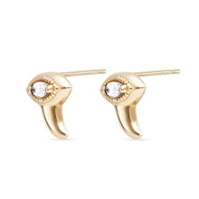 Load image into Gallery viewer, Curl Shark Tooth Diamond Earring - 14k Yellow Gold, Grey Diamond