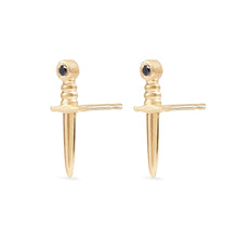 Load image into Gallery viewer, Dagger Earring - 14k Yellow Gold, Black Diamond
