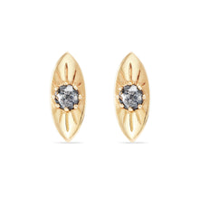 Load image into Gallery viewer, Theia Evil Eye Earring - 14k Yellow Gold, Grey Diamond