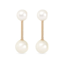 Load image into Gallery viewer, Majorette Pearl Bar Earrings - 14k Yellow Gold, Pearl