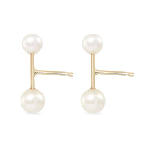 Load image into Gallery viewer, Majorette Pearl Bar Earrings - 14k Yellow Gold, Pearl