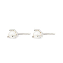 Load image into Gallery viewer, Three-prong Freshwater Pearl Earrings - Sterling Silver