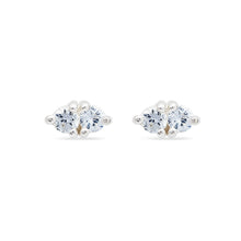 Load image into Gallery viewer, Tiny Double Stone White Sapphire Earring - Sterling Silver