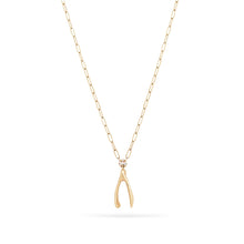 Load image into Gallery viewer, Diamond Wishbone Necklace - 14k Gold, White Diamond