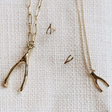Load image into Gallery viewer, Everyday Little Wishbone Necklace - 14k Yellow Gold