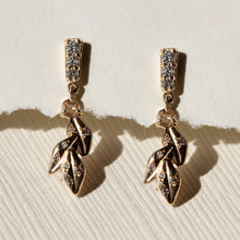 Load image into Gallery viewer, Resilience Diamond Drop Leaf Earring, 14k Yellow Gold, White Diamond