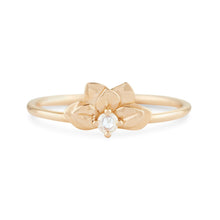 Load image into Gallery viewer, Dahlia Flower Bloom Ring - 14k Yellow Gold, White Diamond