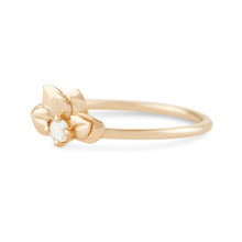 Load image into Gallery viewer, Dahlia Flower Bloom Ring - 14k Yellow Gold, White Diamond