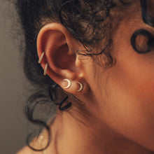 Load image into Gallery viewer, LUNAR MOON PHASE PAIR EARRING - 14K YELLOW GOLD