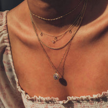 Load image into Gallery viewer, Tie Dye Moon Child Medallion Necklace - 14K Yellow Gold, Pink Sapphire, 20"