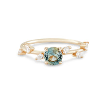 Load image into Gallery viewer, Belle Fleur One Of A Kind - 14K Yellow Gold, Bi-Colour Mint and Amber Round Sapphire Ring
