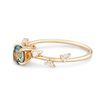 Load image into Gallery viewer, Belle Fleur One Of A Kind - 14K Yellow Gold, Bi-Colour Mint and Amber Round Sapphire Ring