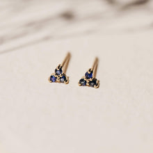 Load image into Gallery viewer, Tripod Blue Sapphire Earring - 10k/14k Yellow Gold, Blue Sapphire