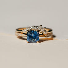 Load image into Gallery viewer, Days of Affection One of a Kind - 14k Yellow Gold, Cerulean Blue Artist Cut Sapphire Ring