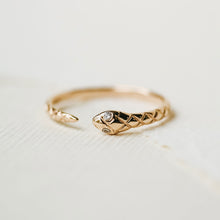 Load image into Gallery viewer, Revival Diamond Snake Ring - 14k Yellow Gold