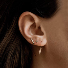 Load image into Gallery viewer, Everyday Little Lightning Bolt Sway Hoop - 14k Rose Gold