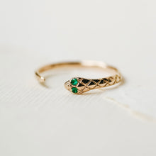 Load image into Gallery viewer, Revival Emerald Snake Ring - 14k Yellow Gold