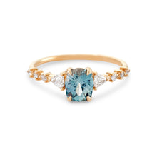 Load image into Gallery viewer, Eternal Harmony One of a Kind - 14k Yellow Gold, Seafoam Green Artist Cut Sapphire Ring