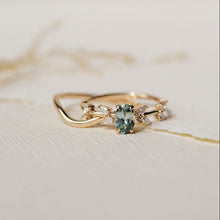 Load image into Gallery viewer, Flourishing Love One Of A Kind - 14K Yellow Gold, Bi-Colour Mint and Amber Sapphire Ring