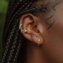Load image into Gallery viewer, Honey Bee Chain Earring - 14k Yellow Gold, White Diamond