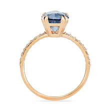 Load image into Gallery viewer, Dream of you one of a kind - 14k yellow gold, cornflower blue artist cut oval montana sapphire ring
