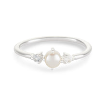 Load image into Gallery viewer, Pearl and White Sapphire Ring - Sterling Silver
