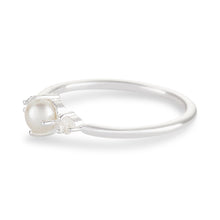 Load image into Gallery viewer, Pearl and White Sapphire Ring - Sterling Silver

