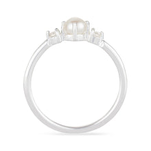 Load image into Gallery viewer, Pearl and White Sapphire Ring - Sterling Silver
