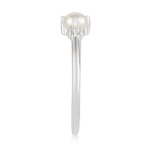 Load image into Gallery viewer, Pearl and White Sapphire Ring - Sterling Silver
