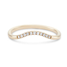 Load image into Gallery viewer, wave eternity ring 14k yellow gold white diamond
