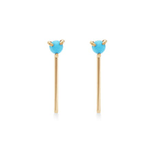 Load image into Gallery viewer, Turquoise Inkling Long L Shaped Post Earring - 14k Yellow Gold, turquoise
