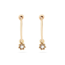 Load image into Gallery viewer, Nova Sway Hoop - 14k Yellow Gold, White Diamond

