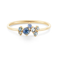 Load image into Gallery viewer, Tie Dye Something Blu Ring - 14k Yellow Gold, Blue and White Sapphires
