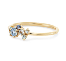 Load image into Gallery viewer, Tie Dye Something Blu Ring - 14k Yellow Gold, Blue and White Sapphires
