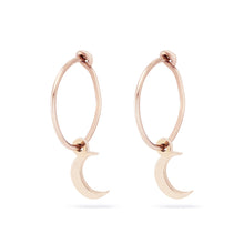 Load image into Gallery viewer, Everyday Little Crescent Moon Sway Hoop - 14k Yellow Gold
