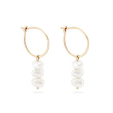 Load image into Gallery viewer, Pearl Sway Hoop - 14k Yellow Gold, White Freshwater Pearl

