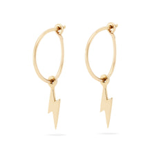 Load image into Gallery viewer, Everyday Little Lightning Bolt Sway Hoop - 14k Yellow Gold
