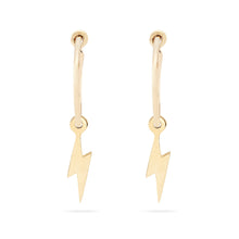 Load image into Gallery viewer, Everyday Little Lightning Bolt Sway Hoop - 14k Yellow Gold
