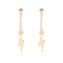 Load image into Gallery viewer, Everyday Little Lightning Bolt Sway Hoop - 14k Yellow Gold
